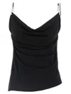 Coperni Draped Neckline Sleeveless Side Slit Top In Black