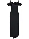 Coperni Zip Ruffle Off-the-shoulder Satin Midi Slip Dress In Blue