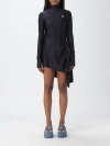 Coperni Asymmetric Midi Dress In Black