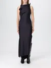 Coperni Black Asymmetric Flower Maxi Dress In Blue