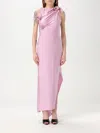 Coperni Asymmetric Flower Maxi Dress In Pink