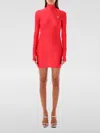 Coperni Mock-neck Long-sleeve Fitted Mini Dress In Rot