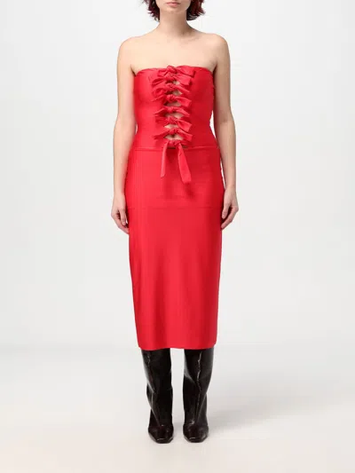Coperni Gala Tie-front Jersey Midi Dress In Red