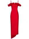Coperni Off-shoulder Ruffle Column Gown In Red