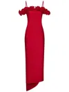 Coperni Off-shoulder Ruffle Column Gown In Red