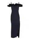 Coperni Zip Ruffle Off-the-shoulder Satin Midi Slip Dress