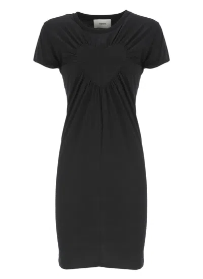 Coperni Crew Neckline Heart Detail Dress In Black
