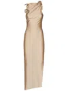 Coperni Asymmetric Floral Maxi Dress In Beige