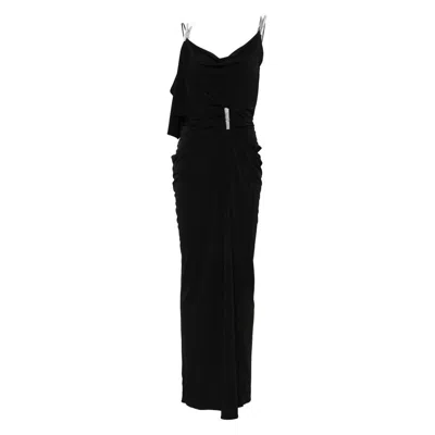 Coperni Draped Washing-clip Evening Dress In Black