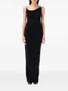 Coperni Stretch Jersey Maxi Dress With Decorative Clips In Black