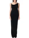 Coperni Draped Bodice Knee Length Dress With Twist Detail In Black