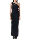 Coperni Flower Gown With Asymmetric Petal Knots In Black