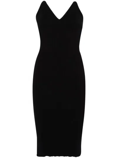 Coperni Knit Sweetheart Bustier Midi Dress In Black