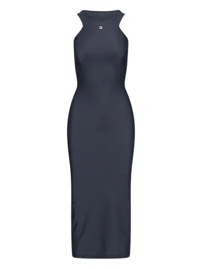 Coperni Nylon Tank Dress With Frontal Detail In Blue