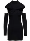 Coperni Black Mini Dress With Mock Neck And Twisted Cut-out In Wool Woman In Black