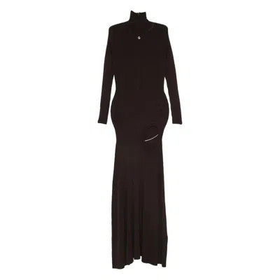Coperni Ribbed Cut-out Dress In Brown