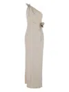 Coperni Asymmetrical Beige One-shoulder Midi Dress In Neutral