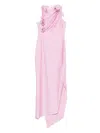 Coperni Asymmetric Flower Maxi Dress In Pink
