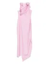 Coperni Asymmetric Flower Maxi Dress In Pink