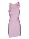 Coperni Pink Asymmetric Flower Minidress In Pink