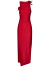 Coperni Red Asymmetric Flower Maxi Dress In Red
