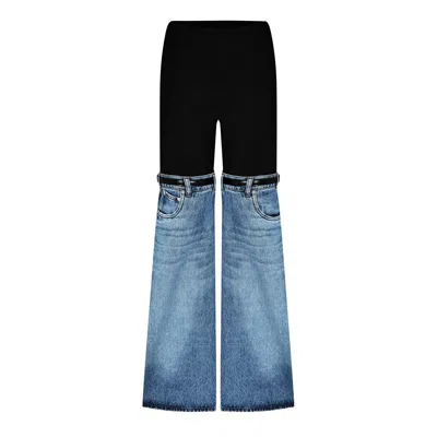 Coperni Elastic Waist Flared Trousers In Blue