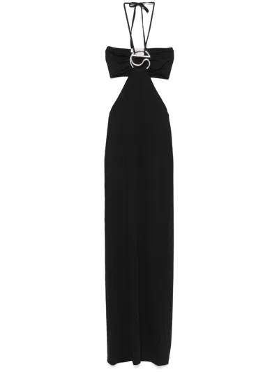 Coperni Elegant Halterneck Cut-out Maxi Dress In Black