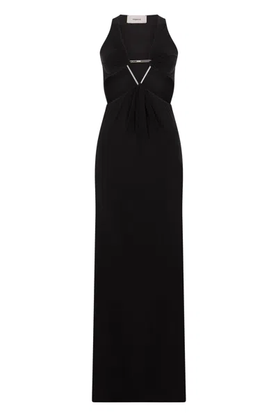 Coperni Elegant Long Dress With Wide Neckline In Black