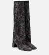 Coperni Black Crystal-embellished Bridge Tall Boots In Black
