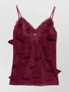 Coperni Embellished Sleeve Lace Trim Top In Brown