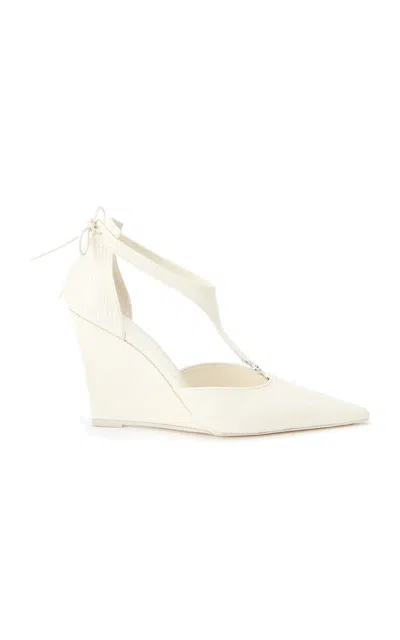 Coperni Embossed Leather Wedge Stiletto Pumps In White