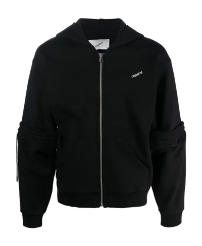 Coperni Embroidered-logo Zip-up Hoodie In Schwarz