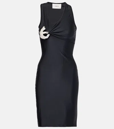 Coperni Emoji Embellished Jersey Minidress In Black
