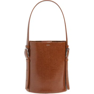 Coperni Ergonomic Lizard Print Leather Bucket Bag In Brown
