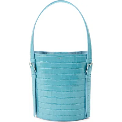 Coperni Ergonomical Croc Embossed Bucket Bag In Blue
