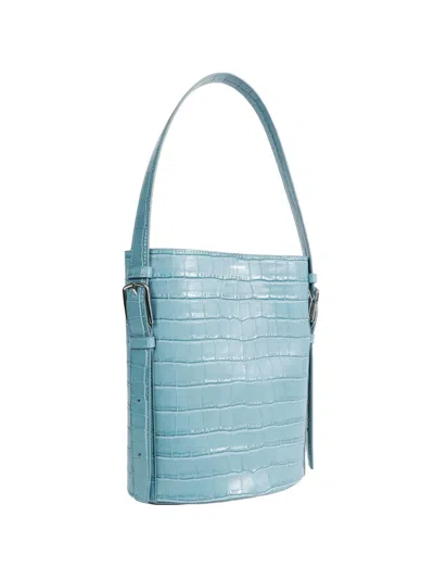 Coperni Ergonomical Crocodile-effect Bucket Bag In Blue