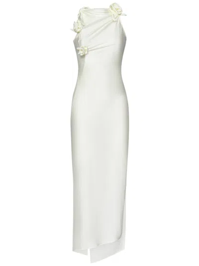 Coperni Evening Dress With Knotted Fabric Flowers In White