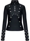 Coperni Snap-embellished Spandex Turtleneck Top In 黑色