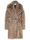 Coperni Faux-fur Belted Coat In Brown
