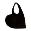 Coperni Heart-shaped Shoulder Bag In Plush Faux Fur In Black