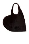Coperni Heart-shaped Shoulder Bag In Plush Faux Fur In Black