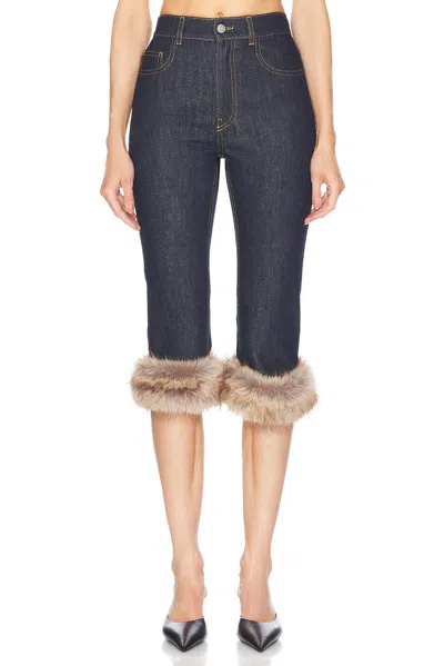 Coperni Faux Fur Hem Corsair Skinny In Blue