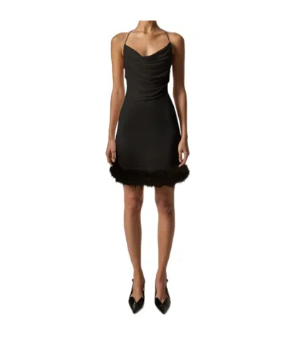 Coperni Feather Trim Dress In Black