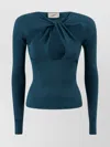 Coperni Fitted Long Sleeve Ribbed Twist Top In Blue
