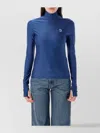 Coperni Fitted Long Sleeve Turtleneck Top In Blue