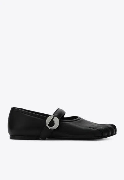 Coperni Five-finger Leather Ballet Flats In Black