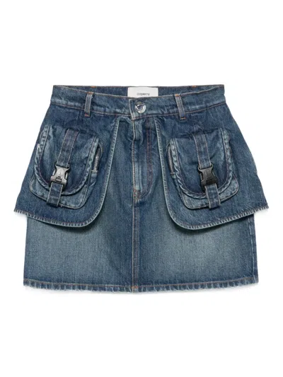 Coperni Flap-pockets Denim Skirt In Blue