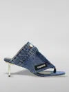 Coperni Blue Denim Open Thong Heeled Sandals In Blue