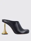 Coperni Black Leather Mules With Sculptural Gold-heel Design In Schwarz