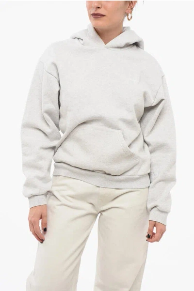 Coperni Fleeced Cotton Hoodie With Cangaroo Pocket In White